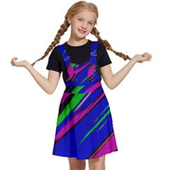 Diagonal Green Blue Purple And Black Abstract Art Kids  Apron Dress by KorokStudios