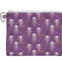 Background Halloween Pattern Pumpkin Skeleton Bat Canvas Cosmetic Bag (XXXL) View1