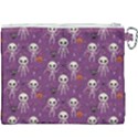 Background Halloween Pattern Pumpkin Skeleton Bat Canvas Cosmetic Bag (XXXL) View2