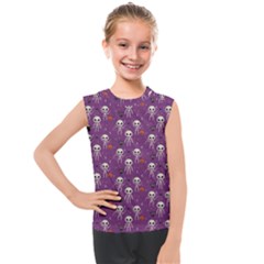 Background Halloween Pattern Pumpkin Skeleton Bat Kids  Mesh Tank Top by Ravend