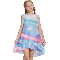 Polygons Bokeh Geometric Art Geometric Background Kids  Frill Swing Dress by Ravend