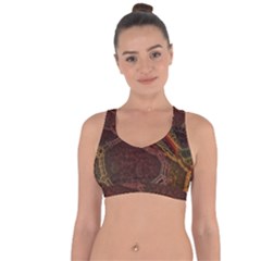 Fractal Pattern Geometric Pattern Disintegration Cross String Back Sports Bra by Ravend