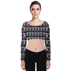 Skullspider Velvet Long Sleeve Crop Top by Sparkle