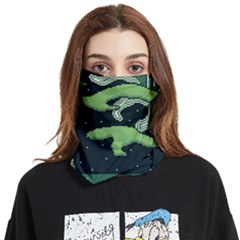 Ship Sea Monster Boat Island Night Pixel Face Covering Bandana (two Sides) by Pakemis