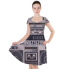 Cassette Recorder 80s Music Stereo Cap Sleeve Midi Dress by Pakemis