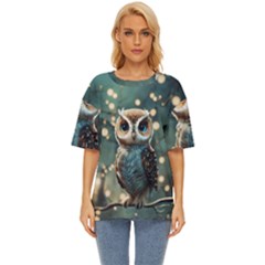 Owl Bird Bird Of Prey Ornithology Animal Oversized Basic Tee by Pakemis