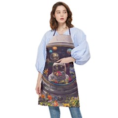 Astronaut Universe Planting Flowers Cosmos Jpg Pocket Apron by Pakemis