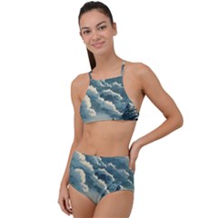 Mountains Alps Nature Clouds Sky Fresh Air High Waist Tankini Set by Pakemis