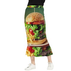 Hamburger Cheeseburger Burger 3d Render Snack Maxi Fishtail Chiffon Skirt by Pakemis