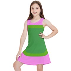 Pink And Green 1105 - Groovy Retro Style Art Kids  Lightweight Sleeveless Dress by KorokStudios