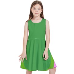 Pink And Green 1105 - Groovy Retro Style Art Kids  Skater Dress by KorokStudios