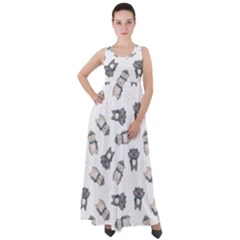 Cute Seamless Pattern With Koala Panda Bear Empire Waist Velour Maxi Dress by Pakemis