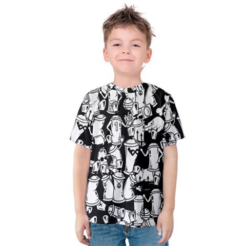 Graffiti Spray Can Characters Seamless Pattern Kids  Cotton Tee by Pakemis