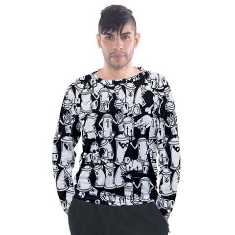 Graffiti Spray Can Characters Seamless Pattern Men s Long Sleeve Raglan Tee by Pakemis