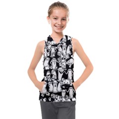 Graffiti Spray Can Characters Seamless Pattern Kids  Sleeveless Hoodie by Pakemis