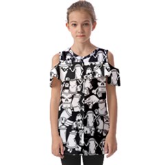 Graffiti Spray Can Characters Seamless Pattern Fold Over Open Sleeve Top by Pakemis