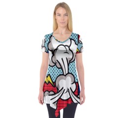 Rays Smoke Pop Art Style Vector Illustration Short Sleeve Tunic  by Pakemis