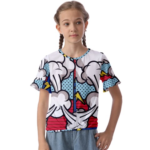 Rays Smoke Pop Art Style Vector Illustration Kids  Cuff Sleeve Scrunch Bottom Tee by Pakemis