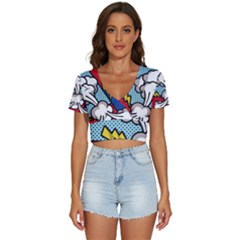 Rays Smoke Pop Art Style Vector Illustration V-neck Crop Top by Pakemis