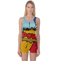 Pow Word Pop Art Style Expression Vector One Piece Boyleg Swimsuit by Pakemis