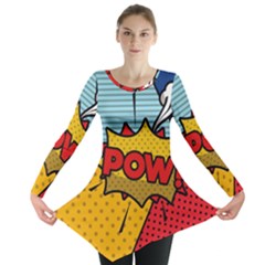 Pow Word Pop Art Style Expression Vector Long Sleeve Tunic  by Pakemis