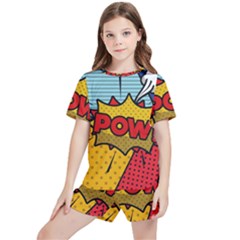 Pow Word Pop Art Style Expression Vector Kids  Tee And Sports Shorts Set by Pakemis