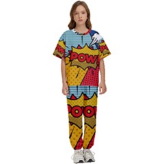 Pow Word Pop Art Style Expression Vector Kids  Tee And Pants Sports Set by Pakemis