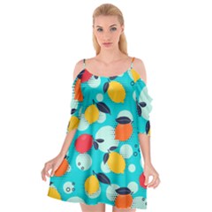 Pop Art Style Citrus Seamless Pattern Cutout Spaghetti Strap Chiffon Dress by Pakemis