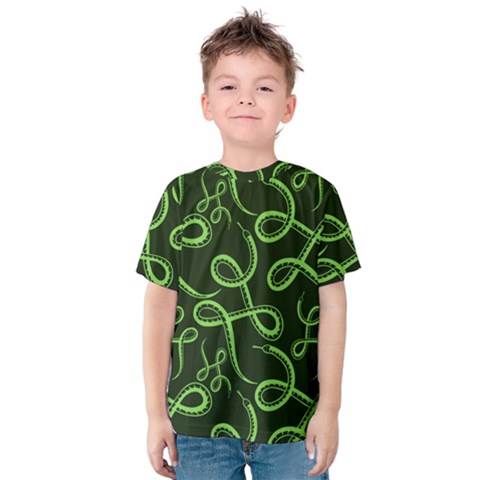 Snakes Seamless Pattern Kids  Cotton Tee by Pakemis