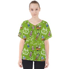 Seamless Pattern With Kids V-neck Dolman Drape Top by Pakemis