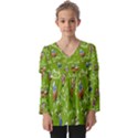 Seamless Pattern With Kids Kids  V Neck Casual Top View1