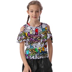 Hip Hop Background Kids  Butterfly Cutout Tee by Pakemis