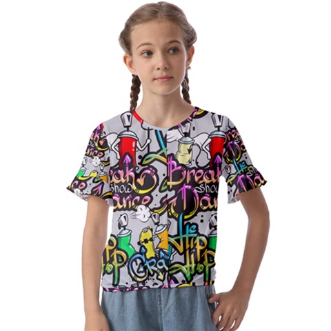 Hip Hop Background Kids  Cuff Sleeve Scrunch Bottom Tee by Pakemis