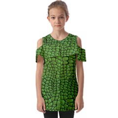 Seamless Pattern Crocodile Leather Fold Over Open Sleeve Top by Pakemis