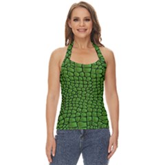 Seamless Pattern Crocodile Leather Basic Halter Top by Pakemis