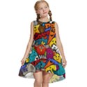 Graffiti Characters Seamless Pattern Kids  Frill Swing Dress View1