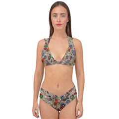 Tattoo Pattern Double Strap Halter Bikini Set by Pakemis