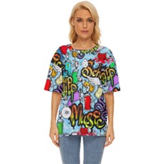 Graffiti Characters Seamless Patterns Oversized Basic Tee by Pakemis