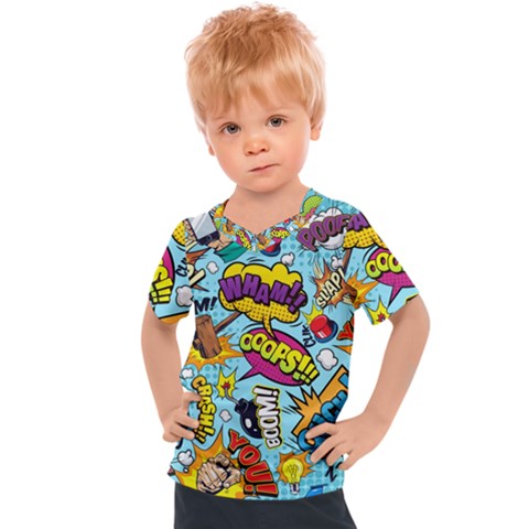 Comic Elements Colorful Seamless Pattern Kids  Sports Tee by Pakemis