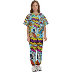 Comic Elements Colorful Seamless Pattern Kids  Tee And Pants Sports Set by Pakemis