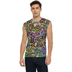 Graffiti Word Seamless Pattern Men s Raglan Cap Sleeve Tee by Pakemis