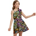 Graffiti Word Seamless Pattern Kids  One Shoulder Party Dress View2