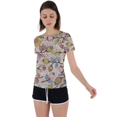 Seamless Pattern With Flower Bird Back Circle Cutout Sports Tee by Pakemis