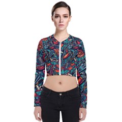 Vintage Tattoos Colorful Seamless Pattern Long Sleeve Zip Up Bomber Jacket by Pakemis