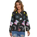 Memphis Design Seamless Pattern Women s Long Sleeve Button Down Shirt View1