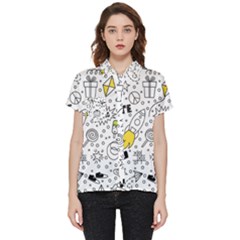 Set Cute Colorful Doodle Hand Drawing Short Sleeve Pocket Shirt by Pakemis