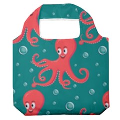 Cute Smiling Red Octopus Swimming Underwater Premium Foldable Grocery Recycle Bag by Pakemis