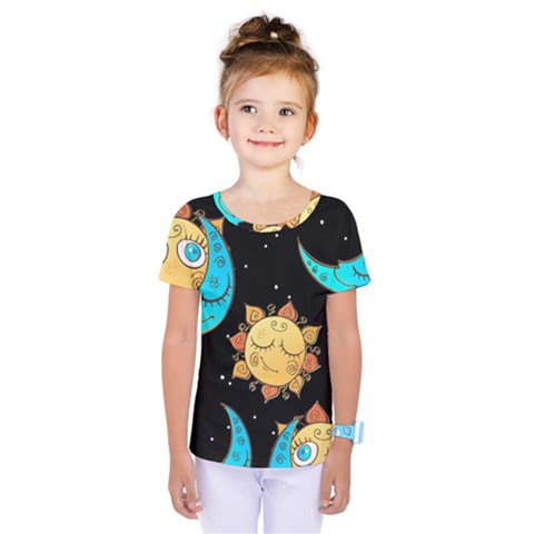 Seamless Pattern With Sun Moon Children Kids  One Piece Tee by Pakemis