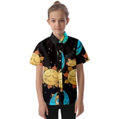 Seamless Pattern With Sun Moon Children Kids  Short Sleeve Shirt by Pakemis