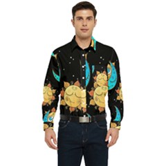 Seamless Pattern With Sun Moon Children Men s Long Sleeve Pocket Shirt  by Pakemis